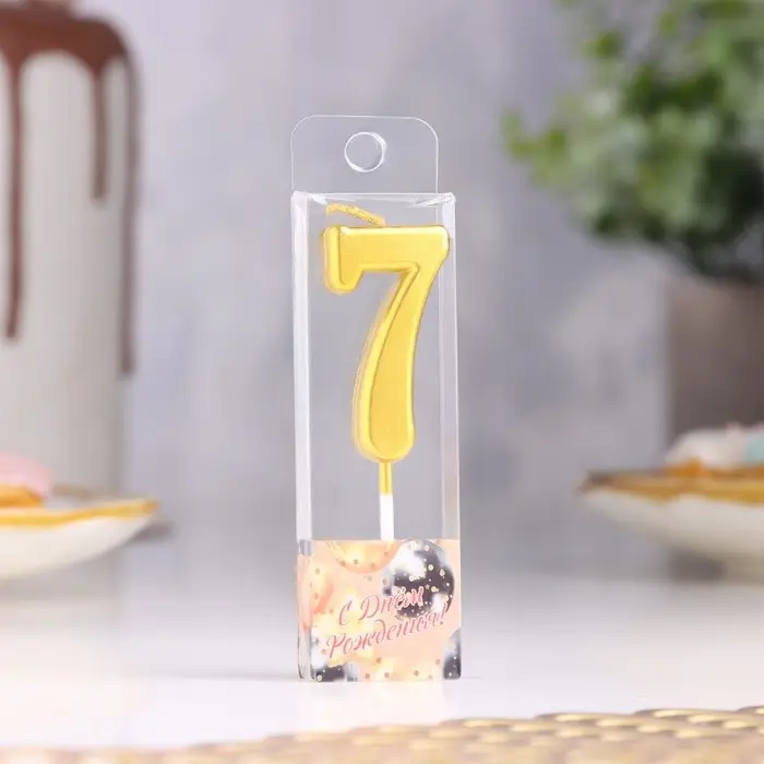 Свеча в торт на шпажке «Цифра 7», золотая, 4.5×2.5 см Свеча в торт на шпажке «Цифра 7», золотая, 4.5×2.5 см