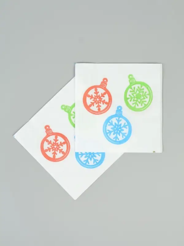 Салфетки бумажные однослойные «Шарики - снежинки», 24х24, 50 шт Салфетки бумажные однослойные «Шарики - снежинки», 24х24, 50 шт