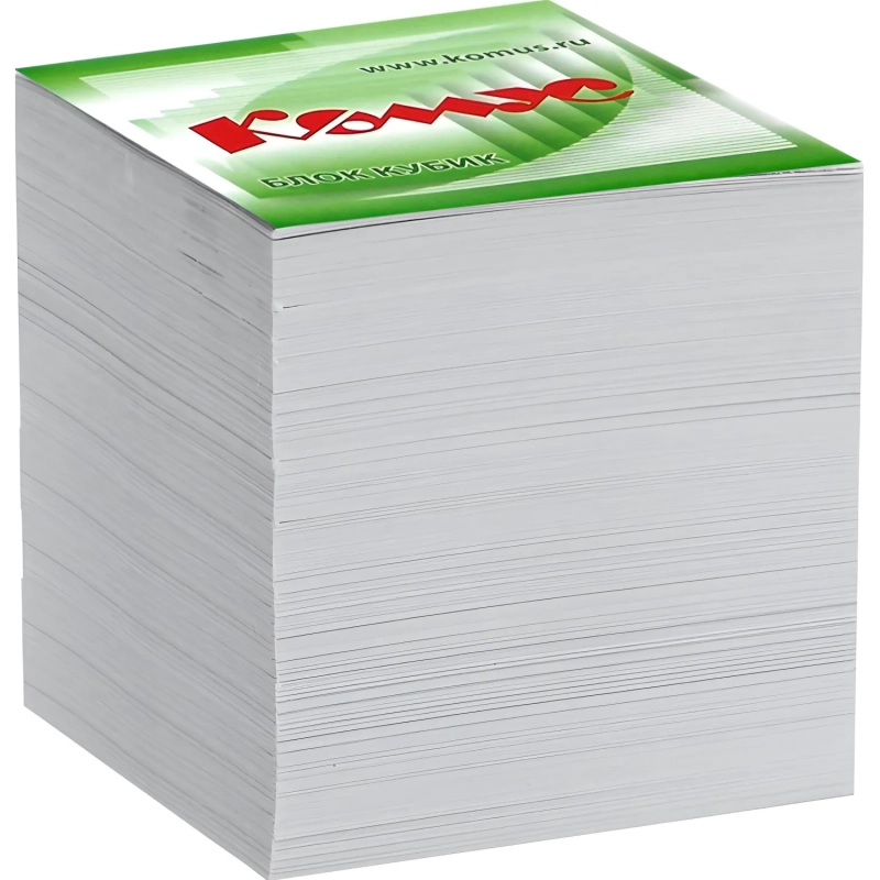 Блок для записей КОМУС запасной 9х9х9 белый блок/ 100г