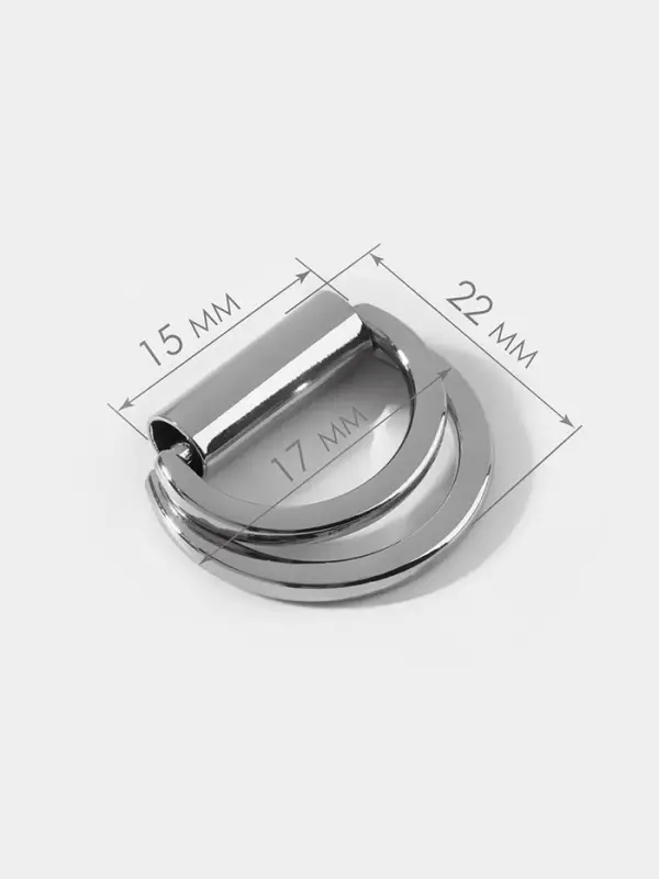 Полукольцо для сумок двойное, d=15 мм, толщина - 1 мм, 2 шт., цвет серебряный Полукольцо для сумок двойное, d=15 мм, толщина - 1 мм, 2 шт., цвет серебряный