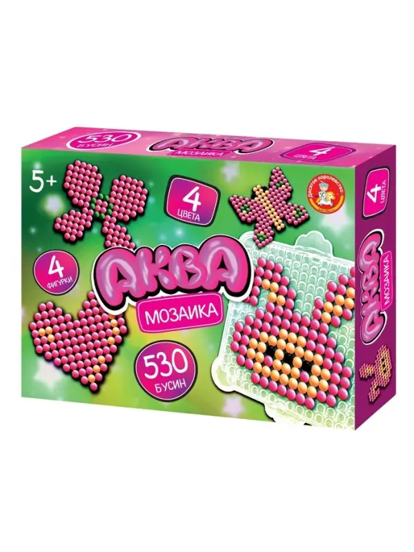 Аквамозаика "Бабочки, сердечки" 4 фигурки