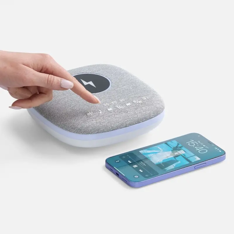 Bluetooth-колонка с беспроводной зарядкой и подсветкой Terrafonic, серая Bluetooth-колонка с беспроводной зарядкой и подсветкой Terrafonic, серая