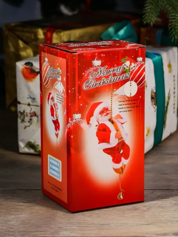 Дед Мороз "В шубке, на верёвочке" 25х13 см, 100 см, движение, музыка, красный