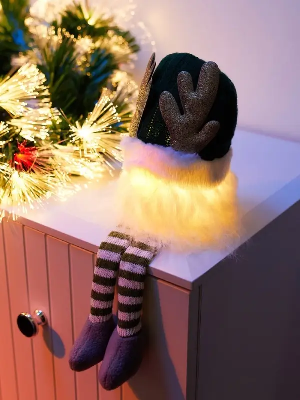 Светодиодная фигура &laquo;Гном зеленая шапочка&raquo; 33 см, текстиль, 1 LED, от батареек AG10&times;3, свечение тёплое белое