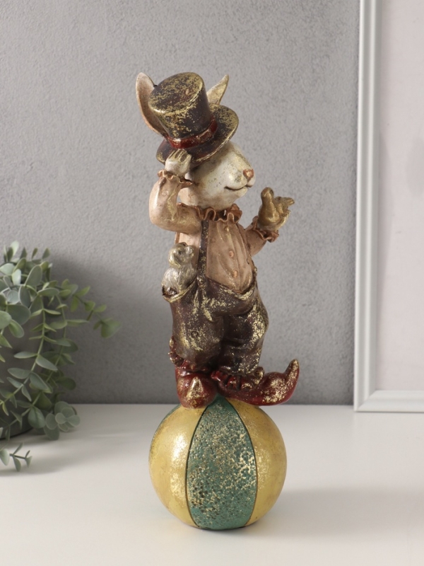 Сувенир полистоун Сувенир полистоун "Цирковой кролик на шаре" 11х12х35 см