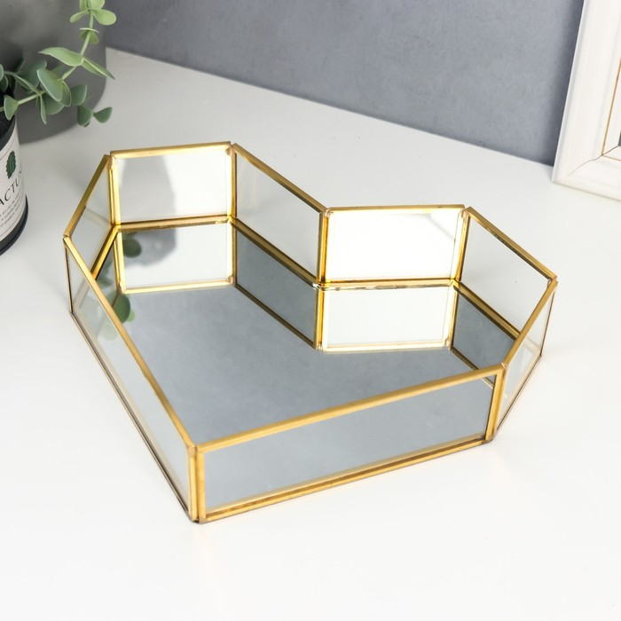 Подставка интерьерная стекло с зеркалом Подставка интерьерная стекло с зеркалом "Сердце" 5,5х20,5х25,5 см