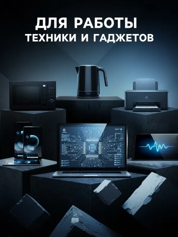 Удлинитель сетевой, 4 розетки, 2 м, 1300 Вт, 3&times;0.75 мм2, 2 USB-A, USB-C, 2.1 А, с заземлением, с выключателем