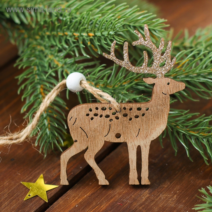 Новогодняя подвеска «Золотой олень», цвет натуральный Новогодняя подвеска «Золотой олень», цвет натуральный