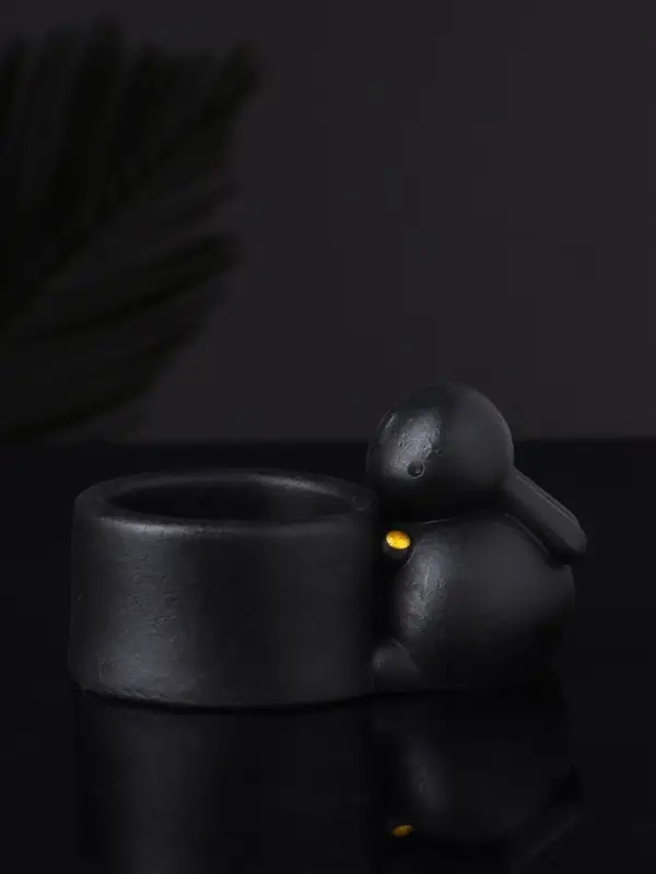 Подсвечник  Подсвечник "Заяц с чашей" 8х6х4,  черный