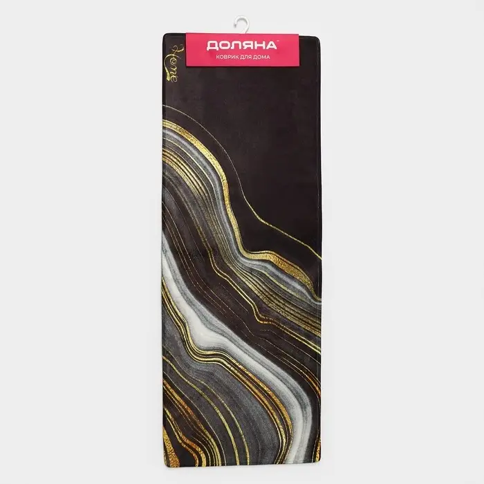 Коврик для ванной и туалета Доляна &laquo;Камень&raquo;, 44&times;120 см, чёрный
