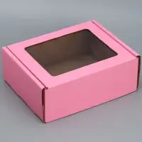 Коробка подарочная сборная с окном, упаковка, «Розовый», 27 х 10 х 21 см Коробка подарочная сборная с окном, упаковка, «Розовый», 27 х 10 х 21 см