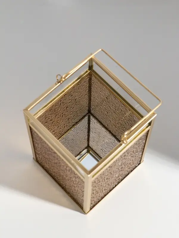 Подсвечник стекло, металл "Капли" золотой 10,5х12х19,4 см