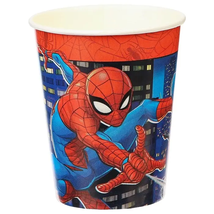 Стакан бумажный одноразовый &laquo;С Днем Рождения!&raquo;, 250 мл, Человек-паук