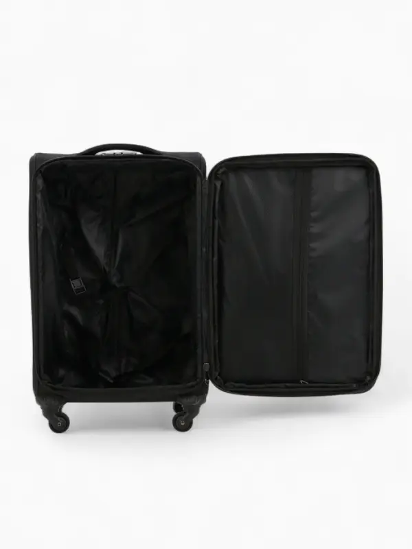 Чемодан 24 Чемодан 24", Текст, 42*26*66, отд на молнии, 2 нар/карм, увелич, код замок, 4 колеса, черный 10875