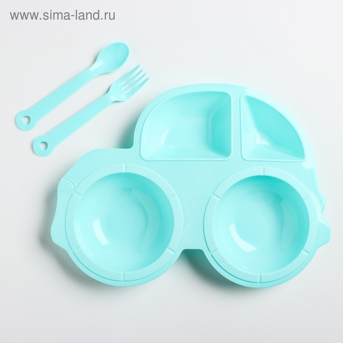 Тарелка Крошка Я в наборе вилка, ложка, цвет МИКС Тарелка Крошка Я в наборе вилка, ложка, цвет МИКС