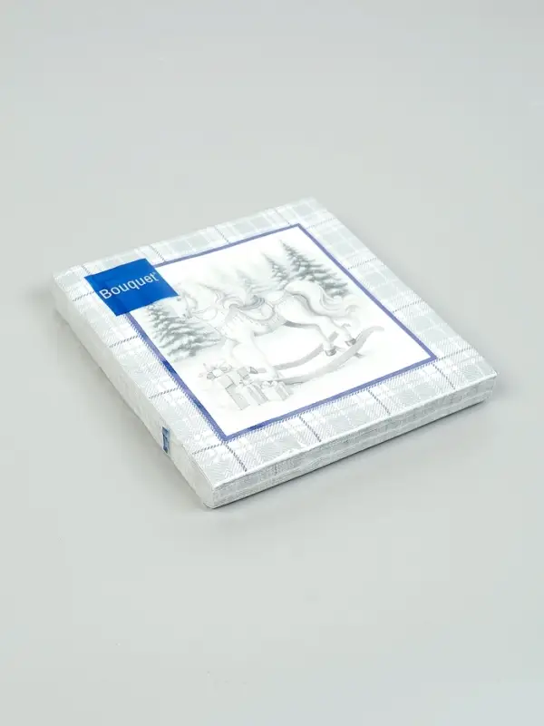 Салфетки бумажные трёхслойные «Скатерть с лошадью на серебре», 33х33, 20 шт Салфетки бумажные трёхслойные «Скатерть с лошадью на серебре», 33х33, 20 шт