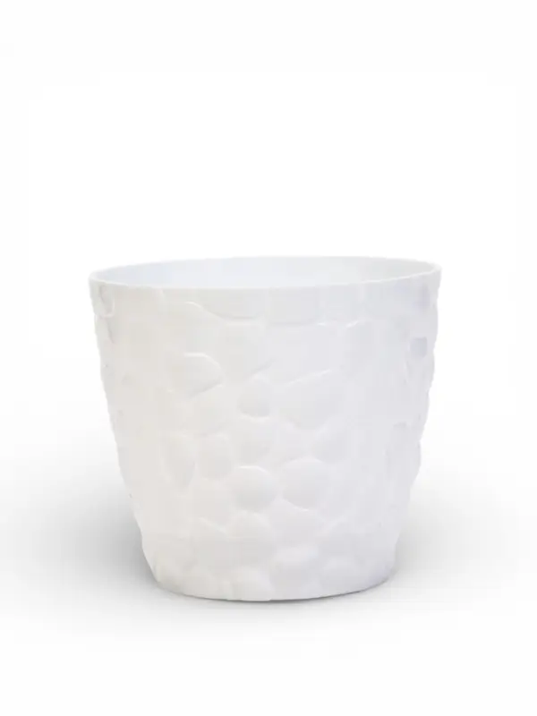 Горшок для цветов с поддоном &laquo;Камешки&raquo;, 1.6 л, пластиковый, белый