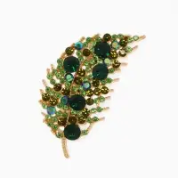 Брошь &laquo;Листочек&raquo;, зелёная в золоте