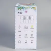 Гирлянда &laquo;Бахрома&raquo; 2.4&times;0.9 м с насадками &laquo;Ёлки&raquo;, IP20, прозрачная нить, 138 LED, свечение тёплое белое, 8 режимов, 220 В