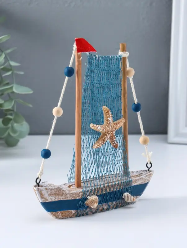 Сувенир интерьерный "Рыбацкая лодка" 3х14,5х17 см