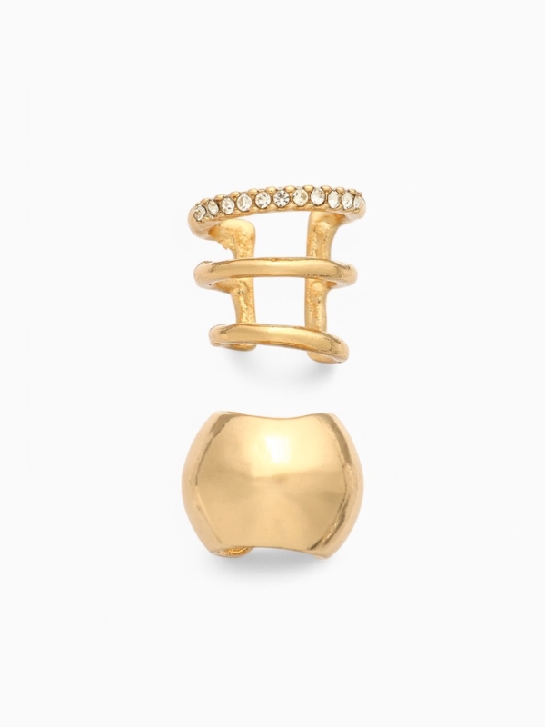 Серьги каффы, набор 2 шт. объёмные, цвет золото