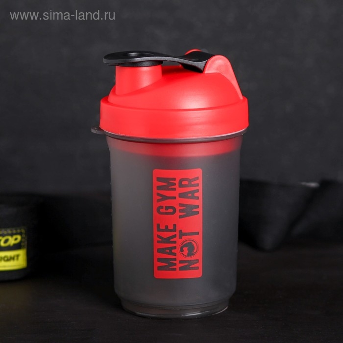 Шейкер спортивный «Занимайся спортом», красно-чёрный, с чашей под протеин, 500 мл Шейкер спортивный «Занимайся спортом», красно-чёрный, с чашей под протеин, 500 мл