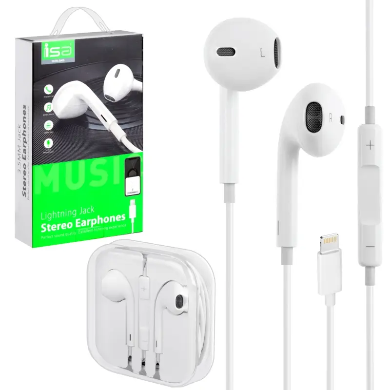 Гарнитура Lightning Epods ISA (работает через Bluetooth) белые Гарнитура Lightning Epods ISA (работает через Bluetooth) белые