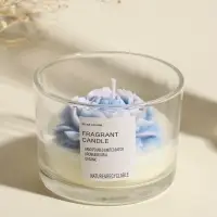 Свеча интерьерная в стакане "Нежно-голубой пион" 11х11х8 см Свеча интерьерная в стакане "Нежно-голубой пион" 11х11х8 см