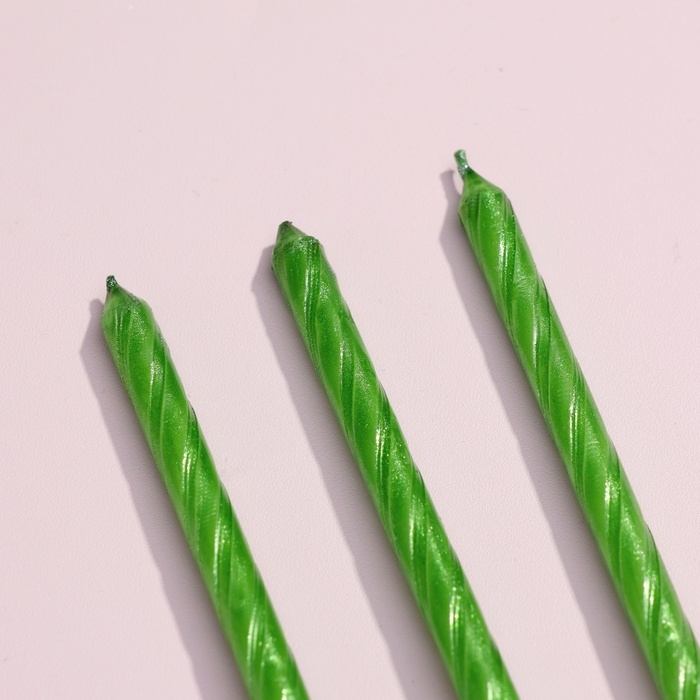 Свечи для торта "Классические" с подставкой, 13 см, 6 шт, зеленые