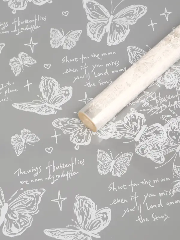 Плёнка для цветов &laquo;Бабочки&raquo;, прозрачная/белая, 0.7&times;7.6 м, 40 мкм, 200 г