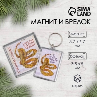 Новогодний набор "Змея. Линии" (брелок 3,5х5 см, Новогодний магнит 5,7х5,7 см)