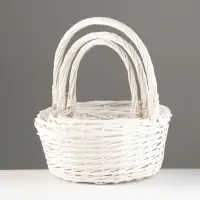 Набор корзин из 3 шт, 38х38х17х 41, 32х32х15х36, 26х26х13х31, белый, ива