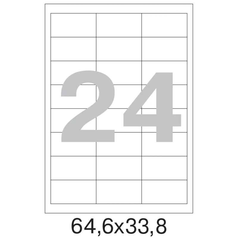 Этикетки самоклеящиеся кауч.к.64,6х33,8 24шт/л А4(100л/уп)