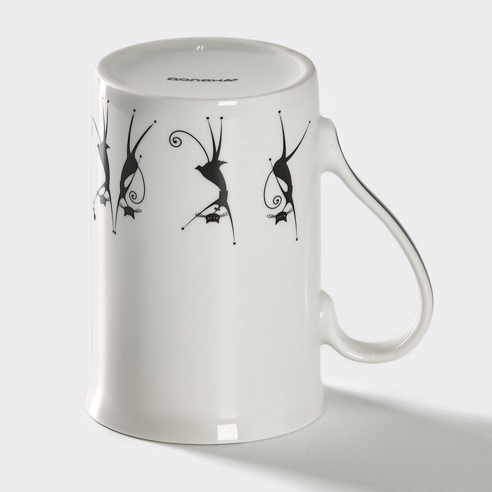 Кружка фарфоровая Доляна «Чёрные кошечки», 300 мл, цвет белый Кружка фарфоровая Доляна «Чёрные кошечки», 300 мл, цвет белый