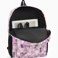 Рюкзак школьный на молнии, с карманами, с принтом, размер 30&times;13&times;42 см, фиолетовый