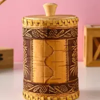 Туес с кантами "Лесная красавица" D10смхH(с хватком)17см, береста