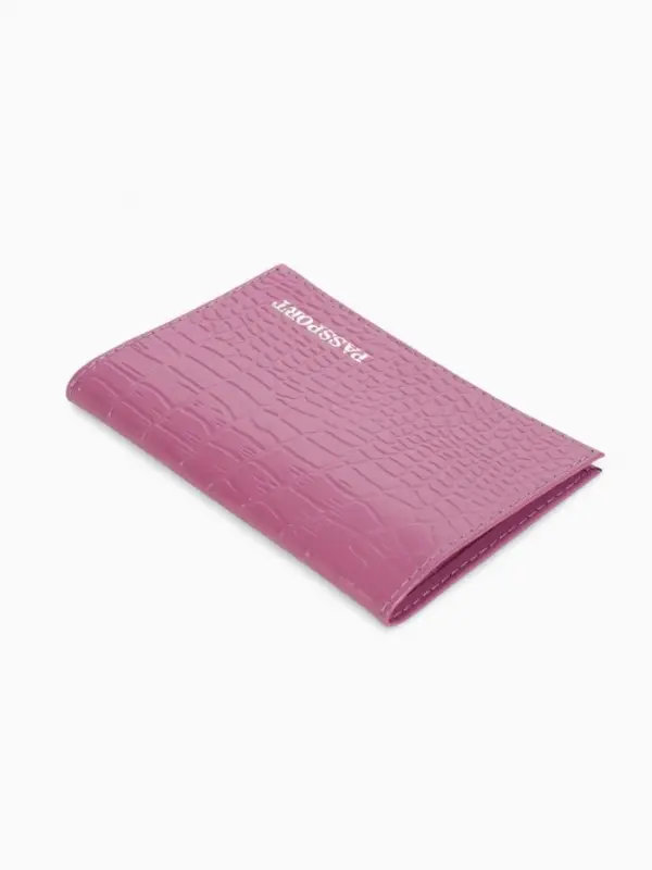 Обложка для паспорта, натуральная кожа, тиснение фольгой, сиреневая