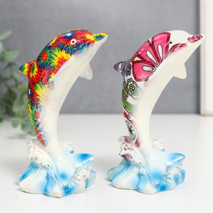 Сувенир полистоун Сувенир полистоун "Расписной дельфин" МИКС 4,8х5,5х10,5 см