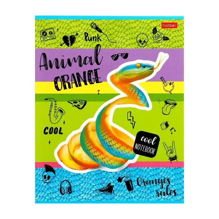 Тетрадь 80 листов в клетку Animals orange, обложка мелованный картон, выборочный лак, блок 65 г/м&sup2;, МИКС