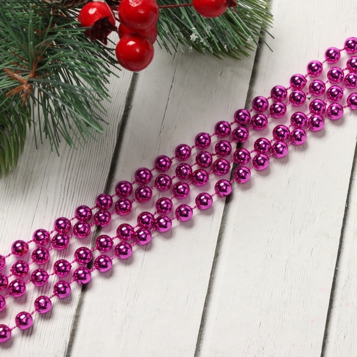 Бусы на ёлку 2,7 м d-7 мм Бусы на ёлку 2,7 м d-7 мм "Шарики" малиновый
