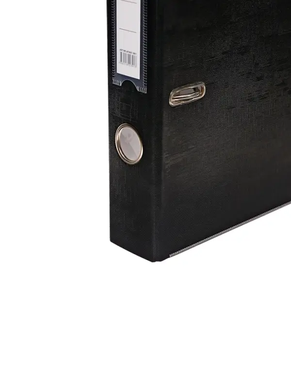 Папка-регистратор А4, 50 мм, ПВХ, тиснение &laquo;лен&raquo;, металлическая окантовка, карман на корешок, собранная, черная