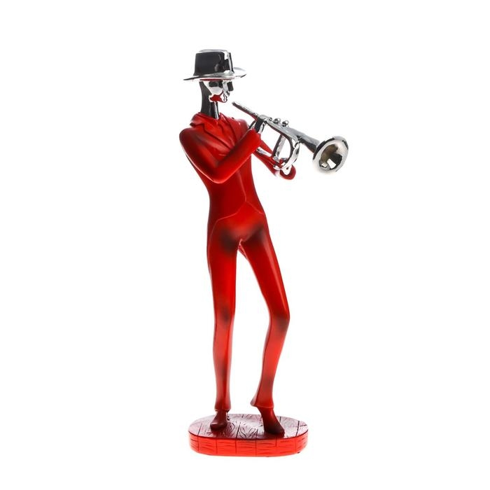 Сувенир полистоун  Сувенир полистоун "Музыкант с саксофоном" красный с серебром 29,5х10,5х13,5 см