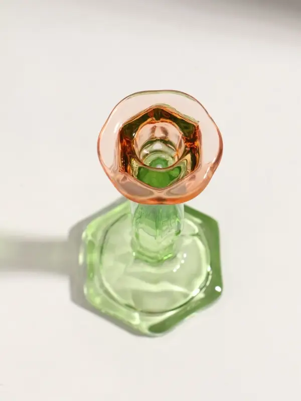 Подсвечник стекло  Подсвечник стекло "Градиент. Грани" оранжево-зелёный d=2,2 см 10х10х23 см