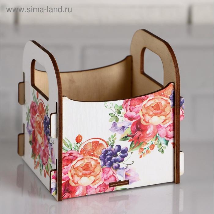 Кашпо деревянное 10.5×10×11 см подарочное Рокси Смит  Кашпо деревянное 10.5×10×11 см подарочное Рокси Смит "Маме! Цветы", коробка