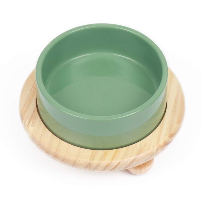 Миска керамическая на подставке 450 мл 13 х 5 см, серозеленая Миска керамическая на подставке 450 мл 13 х 5 см, серозеленая