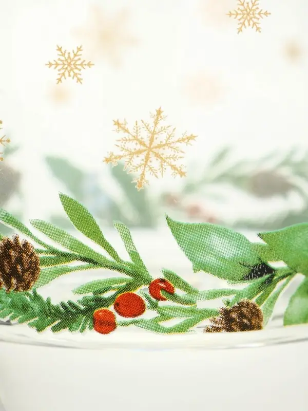 Стакан стеклянный новогодний &laquo;Зимний букет&raquo;, 310 мл, золотая деколь