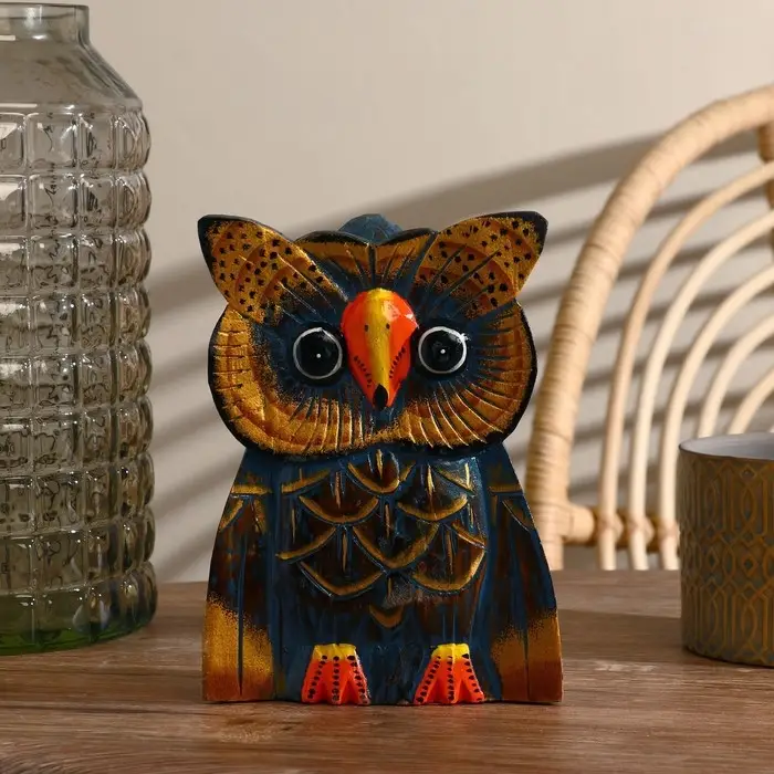 Сувенир дерево "Сова" синяя 20 см