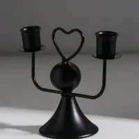 Подсвечник на 2 свечи &laquo;Сердечко&raquo;, d=2.5 см, чёрный, 14&times;7&times;12 см