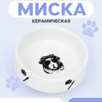 Миска для грызунов &laquo;Чёрно-белый&raquo;, 80 мл, 8.5&times;3 см, керамика, белая