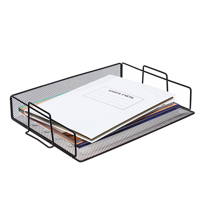 Лоток горизонтальный для бумаг, Calligrata, сетка, металлический, чёрный Лоток горизонтальный для бумаг, Calligrata, сетка, металлический, чёрный